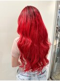 レイヤーカット　ケアブリーチ　レッドカラー　トリートメント