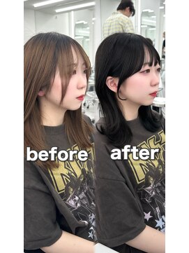 アマトウキョウ アユンチェ(AMA TOKYO×AYUNCHE) 前髪顔まわり韓国ヘアレイヤーカットサイドバンク2wayバンク韓国