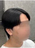 フェザーパーマ/グレーブルーカラー／刈り上げショートパンク
