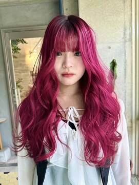 グロウ 渋谷西口(grow) チェリーピンクレッドケアブリーチカラービビットピンク