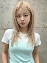 エイチ ウルフカット 大阪梅田(811)&nbsp;バレイヤージュセミロングハッシュカット50代レイヤーカット