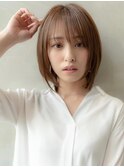ミディアムレイヤー/大人可愛い/髪質改善/シースルーバング
