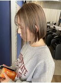 大人可愛いショートボブ白髪ぼかし20代30代40代/大分