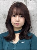 美髪カールピンクブラウンエアリーロングセミディ似合わせ前髪