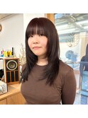 ロングレイヤーハッシュカットザクザクレイヤーオレンジブラウン