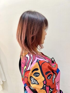 ヘアーライズ 池袋東口店(hair RISE) 白髪ぼかしバレイヤージュシャーベットピンク30代40代50代