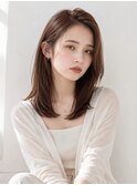 ミディアム20代30代ストレートレイヤー前髪なし前髪あり池袋