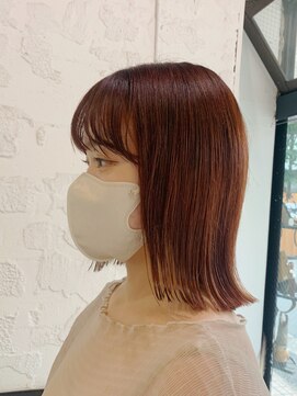 エム(EM) オレンジブラウン×切りっぱなし外ハネ