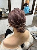 結婚パーティーヘアセットシニヨンアレンジゆるふわ池袋