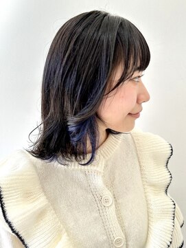 フォーク FOLK 【FOLK】透明感インナーネイビー☆似合わせ外ハネボブ♪