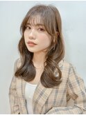 韓国巻き/シースルーバング/顔まわりレイヤー/シルキーベージュ
