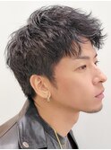仙台スパイキーショートパーマフェザーパーマ30代メンズヘア黒髪