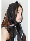 スカーフヘアアレンジグレージュフェザーカットシースルーバング