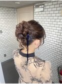 アップヘア　高めアップ　お団子ヘア　参列ヘア
