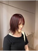 レイヤーボブ　ハイライト　赤