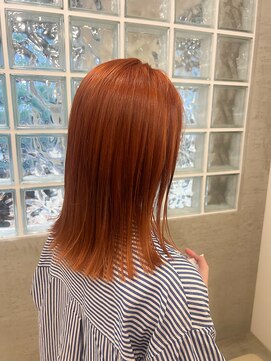 イマ 名駅店(ima) 切りっぱなし/ミディアムボブ/ボブ/オレンジ