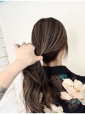 縛っても可愛い♪明るめベースのハイライト 白髪ボカシ