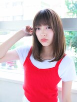 ルティア(Lutia) ナチュラルブラウン 伸ばしかけヘア 流しバング★★