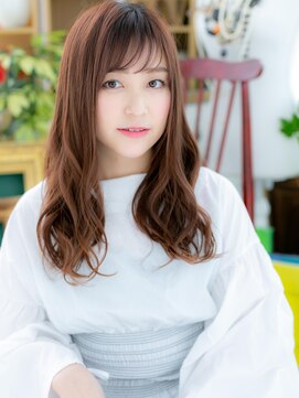カバーヘアアンドスパ ブリス 浦和(COVER HAIR&SPA bliss) *bliss浦和*斜めバング＆甘カラー♪ゆるウェーブラブロングa