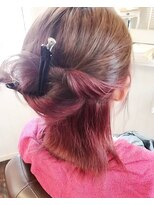 ヘアメイクアンドスパ エステ カエル(Hair make&SPA Kaeru)&nbsp;☆インナーブリーチ(*´・ω-)bピンクカラー