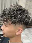 ツイストスパイラルパーマメッシュダウンバング