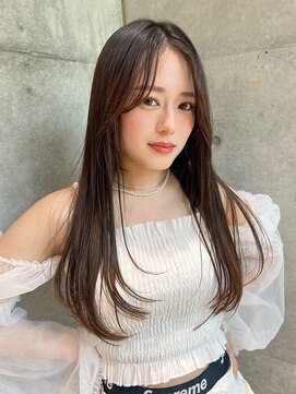 ロンドメリア 天神大名店(Lond Melia) ★グレージュカラー斜めバングデザインカラーシルキー ベージュ