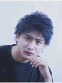 ベリーショート アップバング メンズヘア ブリーチ 眉毛 カラー