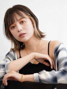 サンク 原宿 表参道(cinq) インナーカラー切りっぱなしボブタッセルボブ外ハネボブ韓国風