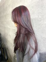アジールヘア 北千住駅西口店(agir hair)&nbsp;デザインカラーレッドボルドー黒髪卒業ウルフレイヤー北千住
