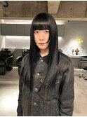 デザインカラーレイヤーカットウェットヘア夏オリーブベージュ
