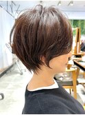 大人ショートボブ丸みショートカットマッシュショート前髪あり