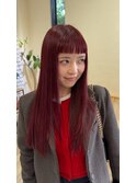 20代30代40代大人かわいいストレートスタイルスカーレットカラー