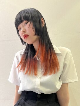 ダブ アオヤマ(DaB AOYAMA) 裾カラー毛先カラー顔まわりカット姫カットデザインカラー