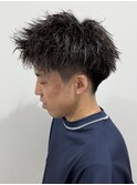 メンズアップバングショートパーマツイストパーマ刈り上げ