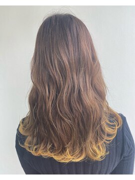 ヘアメイク オブジェ(hair make objet) 裾カラー　YELLOW