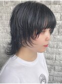 ダークネイビーグレーショートウルフ