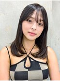韓国顔周りレイヤーカット×セミディ×透明感シアカラー[原宿]