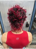 スパイキーショート　メンズカット　赤髪　レッドカラー　高円寺