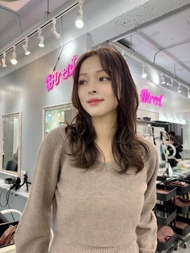 ディレクト 新宿(Direct) 韓国へアー/マロンベージュ/レイヤー/ロング/サイドバング/新宿