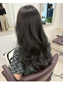 ゆる巻き暗髪グレーアッシュカラー/札幌髪質改善トリートメント