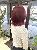 切りっぱなしボブ / バーガンディーカラー