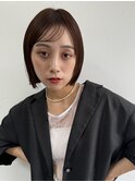 シースルーバング/流し前髪/切りっぱなしボブ/ブラウンカラー