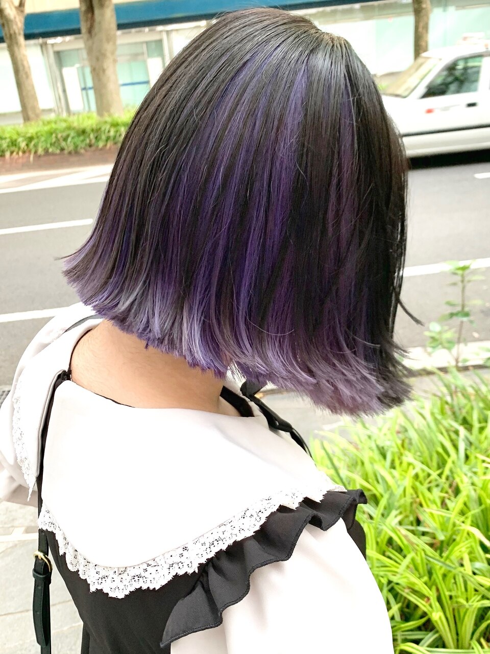 ラベンダーインナーカラー/外はね切りっぱなしボブ:L074456269 ラベンダーインナーカラー/外はね切りっぱなしボブ:L074456269
