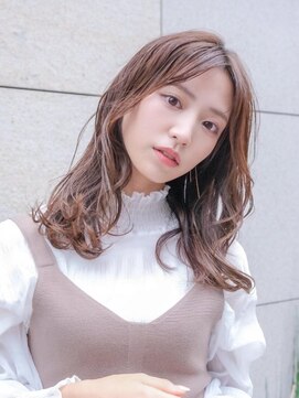 オーブ ヘアー イエル 泉中央店 仙台(AUBE HAIR iel) AUBEHAIR_ヌーディーベージュ×ミディ