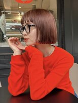 ルル 表参道(lulu.)&nbsp;ミニボブ オレンジカラー ボブウルフ ワイドバング ボブ【Riku】