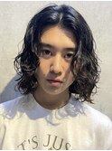 緩め波巻きパーマメンズマッシュ波巻きスパイラルパーママッシュ