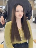 (きりっぱなしロング/かきあげ前髪/巻ける縮毛矯正/小顔)