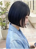レイヤーボブ切りっぱなしボブ暗髪ミニボブショートボブ