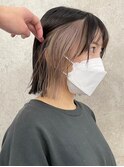原宿ローライトブリーチダブルカラーインナーカラーショートボブ
