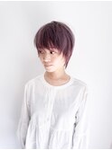 ラベンダーグレージュ × ショートレイヤー
